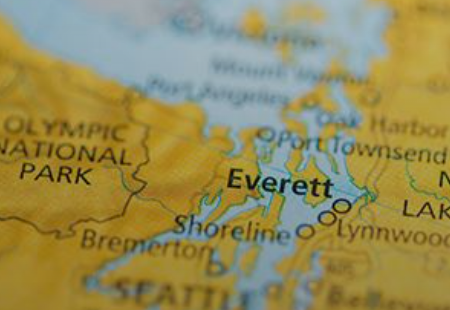everett washington image of map close-up