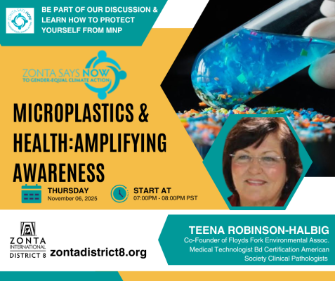 Microplastics Talk Event Advertisement by Zonta International featuring presenter Teena Halbig