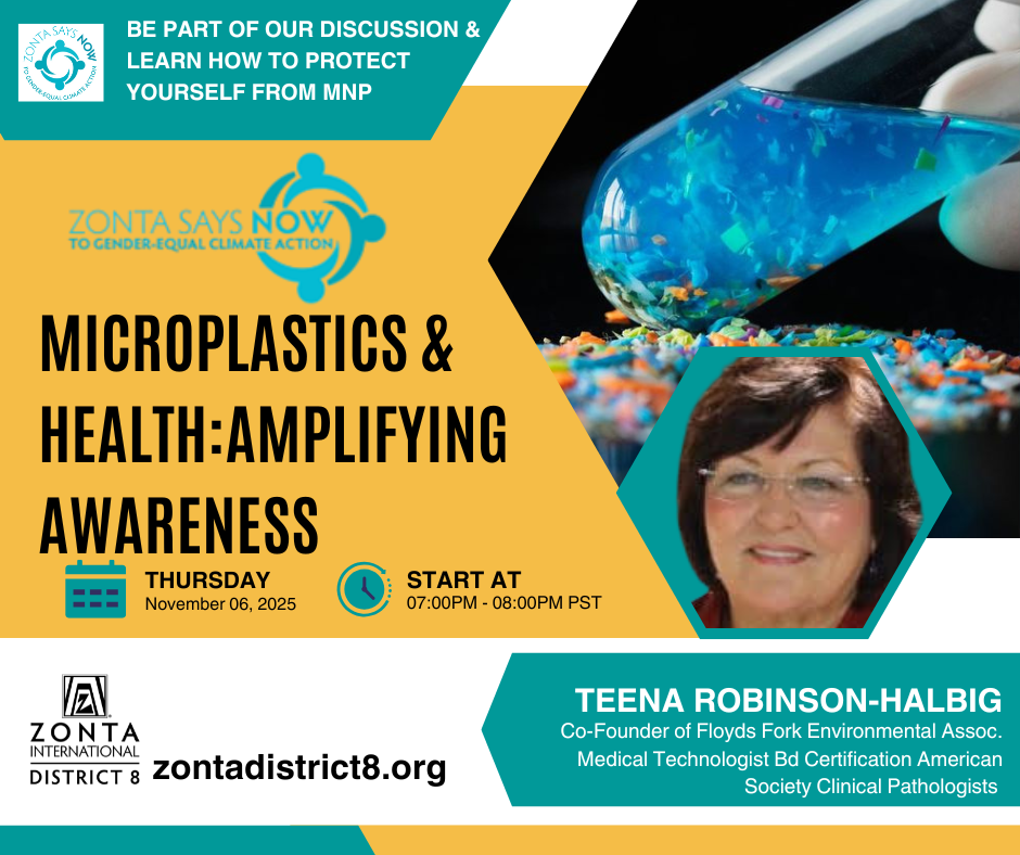 Microplastics Talk Event Advertisement by Zonta International featuring presenter Teena Halbig